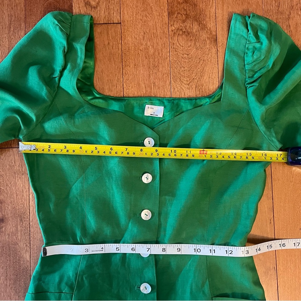 Aritzia Le Fou Wilfred NWOT Michalina Green Dress  Linen Blend Size 4 - Picture 15 of 17